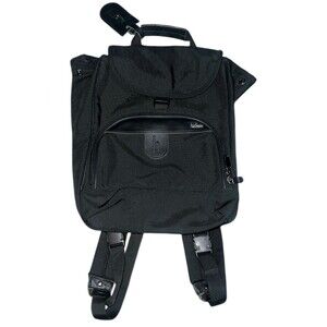 Hartmann Backpack Black Canvas Leather Trim Drawstring